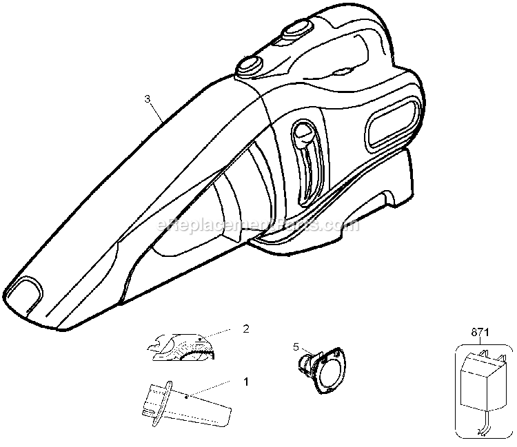Black and Decker CHV9608 (Type 1) 9.6v Cyclonic Dustbuster Power Tool Page A Diagram